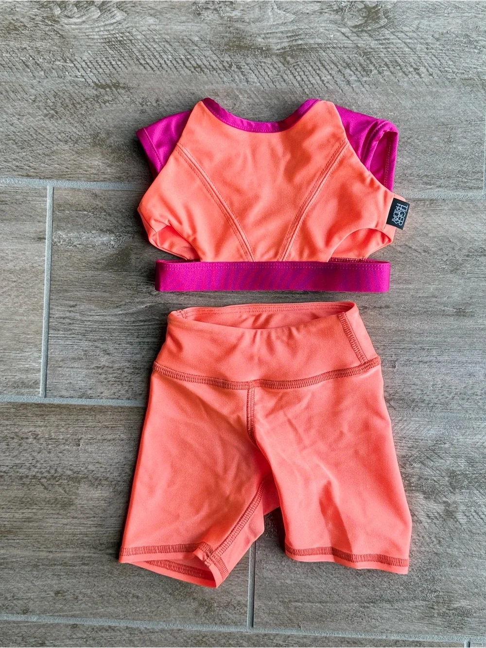 Tiger Friday CXS Top and Shorts - Coral Orange with Pink Trim
